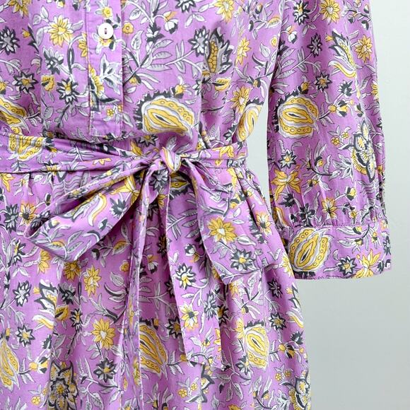 dRA Los Angeles Lilac Floral Block Print Cotton Midi Dress - Picture 5 of 12